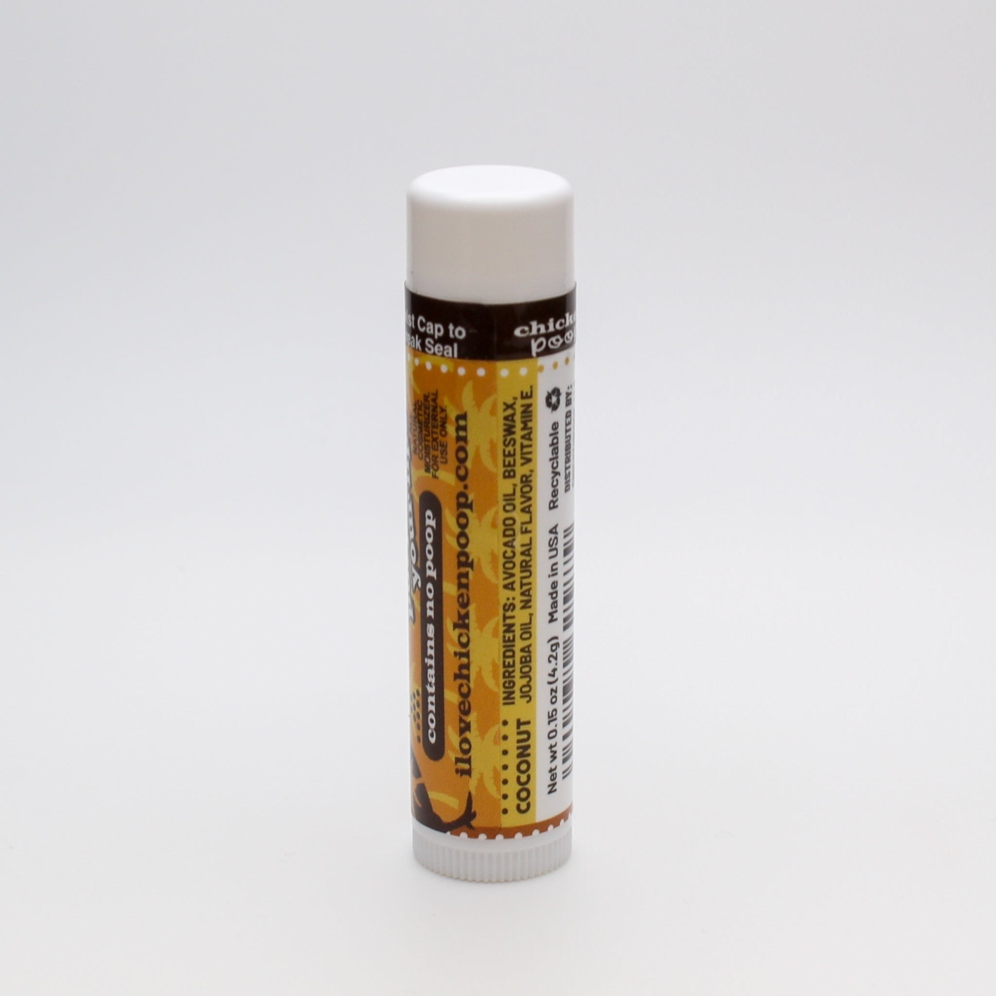 .15 oz. Chicken Poop® COCONUT, All Natural Lip Balm - Chicken Poop Lip Junk