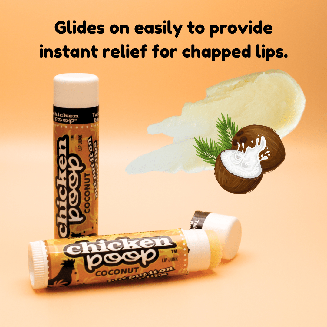 .15 oz. Chicken Poop® COCONUT, All Natural Lip Balm - Chicken Poop Lip Junk